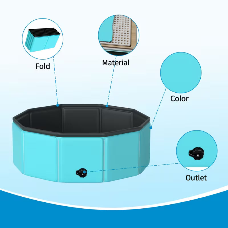 Swimming Pool And Collapsible Dog Pool, Portable Foldable Anti-Slip Leakproof PVC Pet Swimming Tub, Outdoor Yard Summer Water Play Pool, for Small Dogs, Family Backyard Cooling Wading Pool Easy Setup