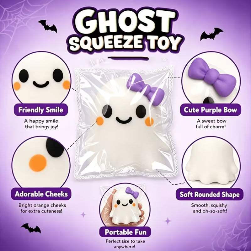 Extra Large Halloween Ghost Fidget Toy – Cute Smiling Ghost Stress Ball