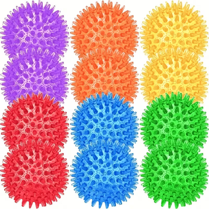 12pcs Durable Dog Toys: Squeaky Balls for Dental Cleaning and Training -