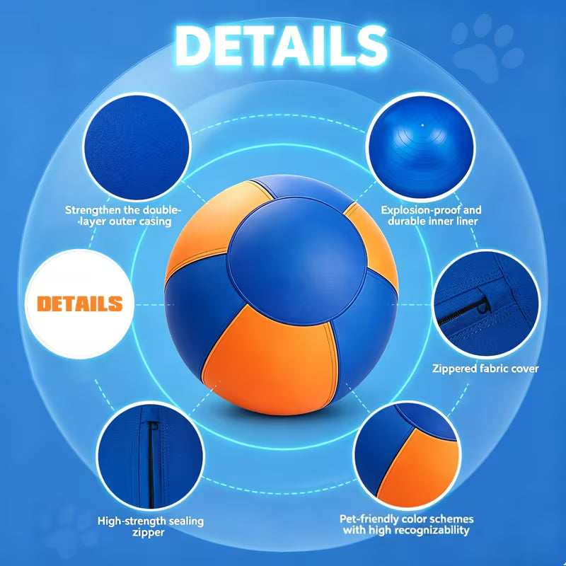 17.72" Inflatable Sheep Ball for Dogs with Pump & Chew Stick