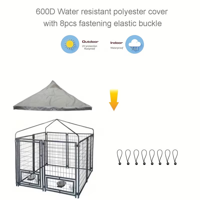 1Pconly Cover) Outdoor Dog Kennel Cover with 8pcs