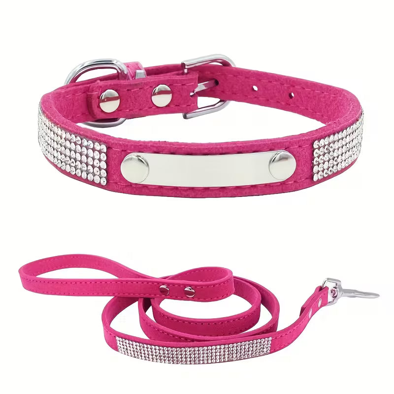 Personalized Rhinestone Cat Collar & Leash Set