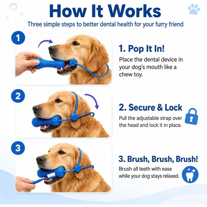 Dog Toy Dual-Effect Dental Cleaner Mouth Opener,