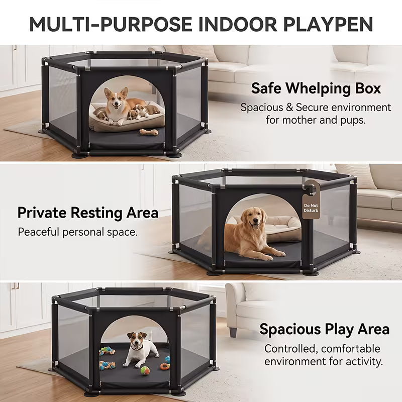 Spacious Fabric Dog Playpen with Door