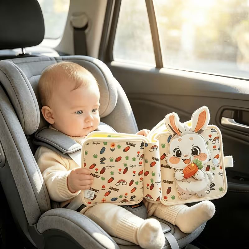 White Rabbit Felt Quiet Book – Baby Sensory & Learning Toy