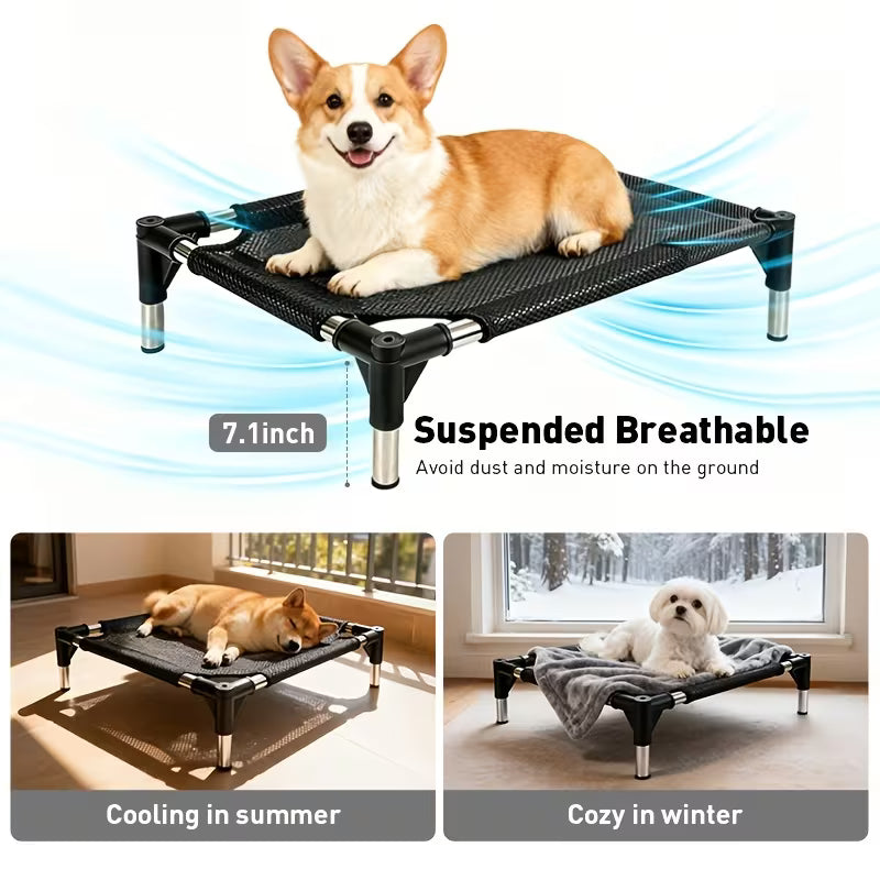 1pc Elevated Cooling Dog Bed, Portable Indoor And Outdoor Cooling Raised Cot Pet