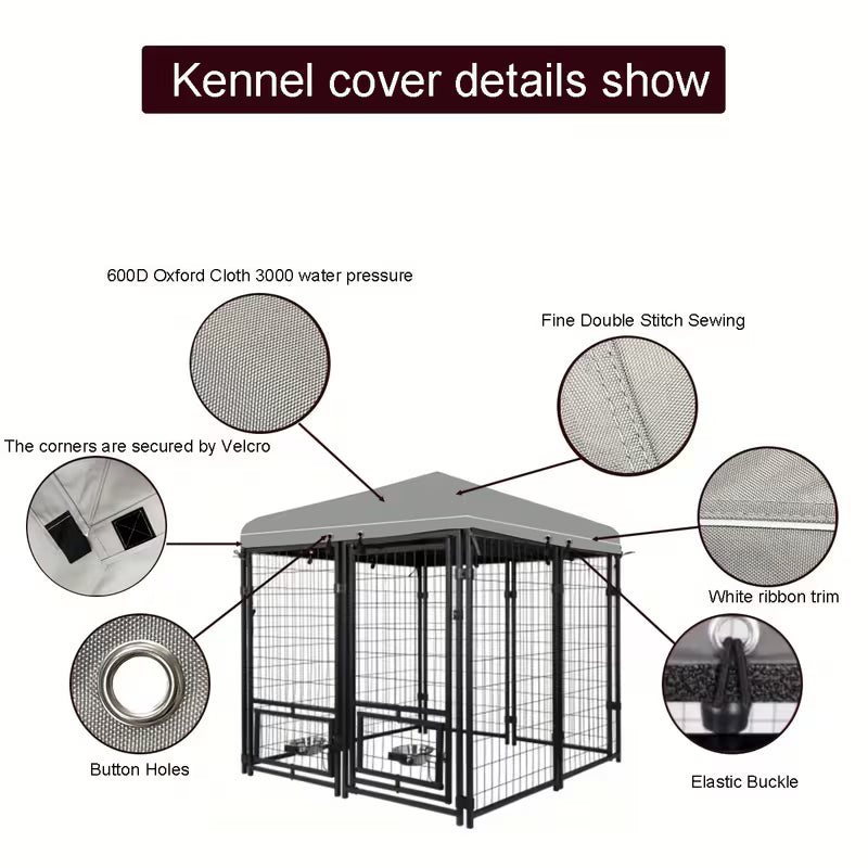 1Pconly Cover) Outdoor Dog Kennel Cover with 8pcs