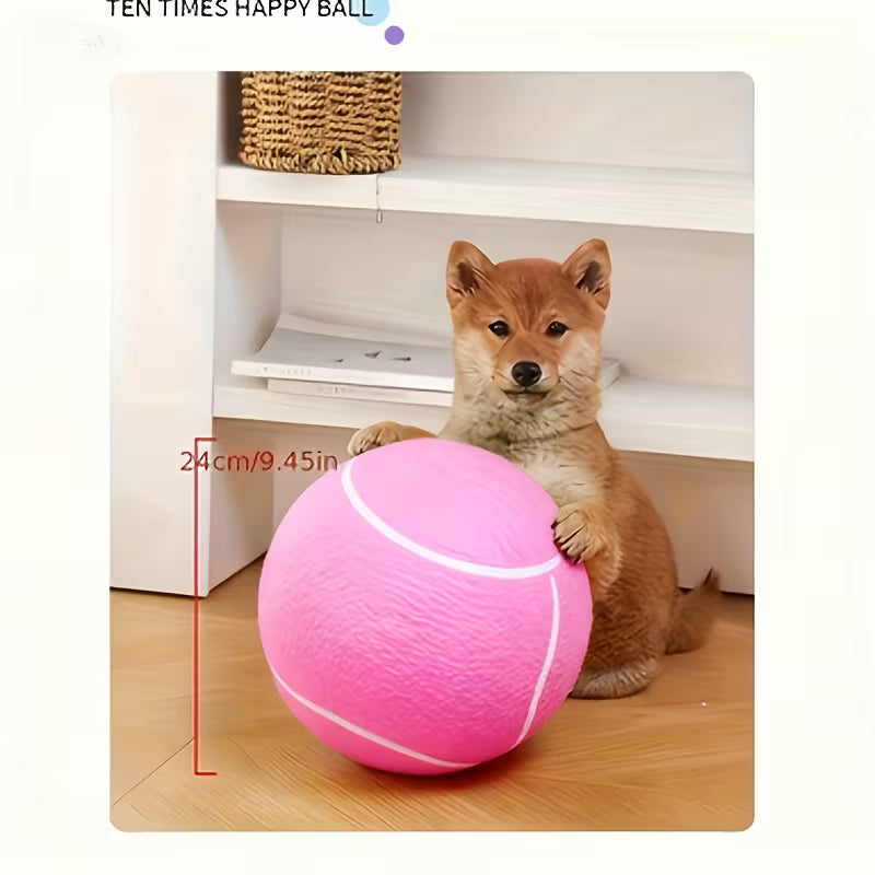 Large 9.45in Inflatable Tennis Ball Dog Toy with Pump – Pink
