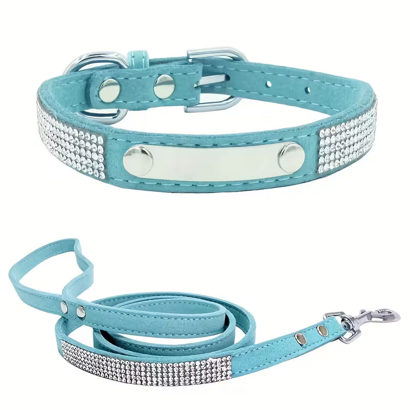 Personalized Rhinestone Cat Collar & Leash Set