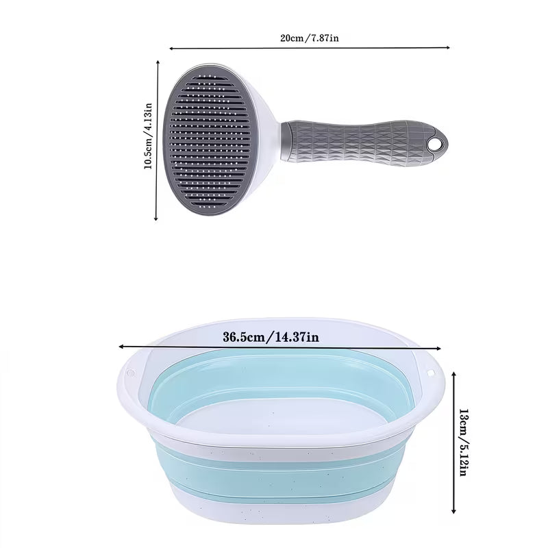 2-in-1 Deshedding Comb and Foldable Pet Bathtub