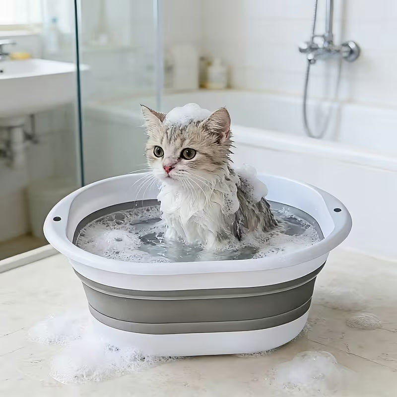 2-in-1 Deshedding Comb and Foldable Pet Bathtub