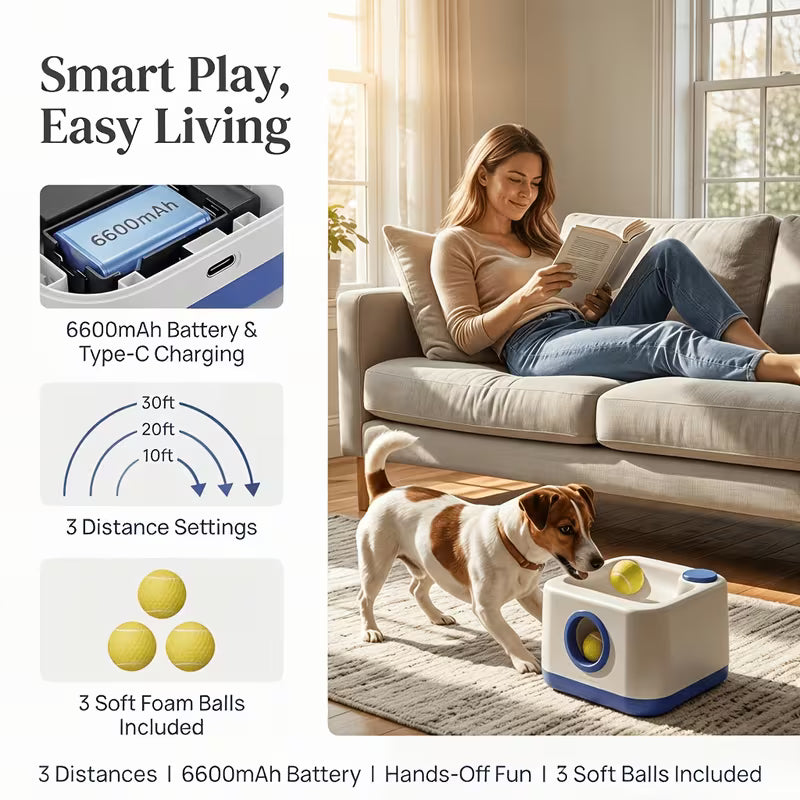 Automatic Dog Ball Launcher – Rechargeable Interactive Fetch Toy
