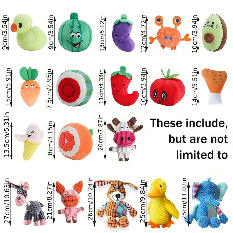 16pcs Cute Plush Squeaky Dog Toys – Soft Small Pet Chew Toys