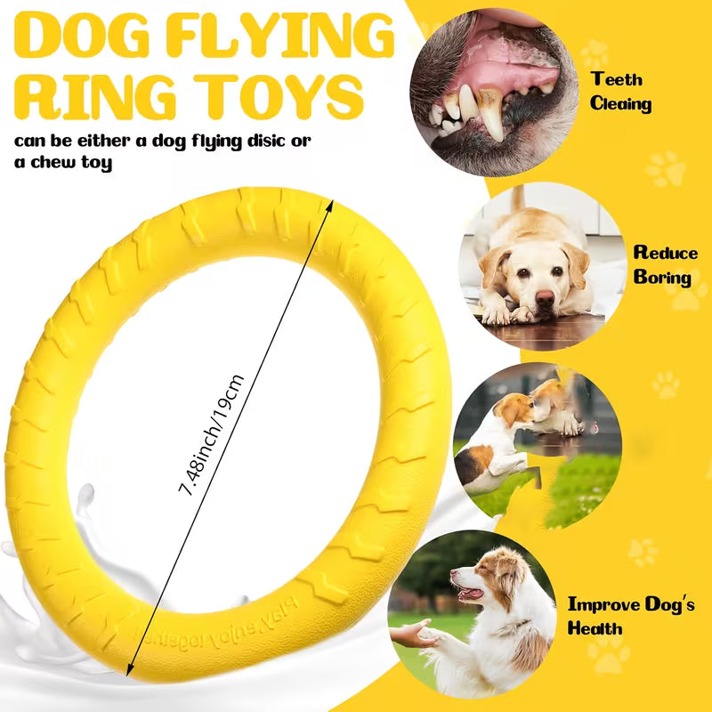4pcs 7.48" Dog Ring Toys – Durable Chew & Fetch Training Toys