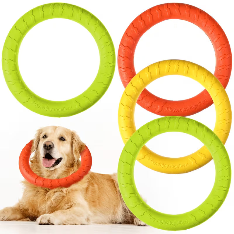 4pcs 7.48" Dog Ring Toys – Durable Chew & Fetch Training Toys