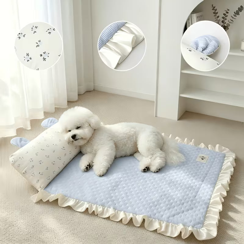 Pet Pillow, Four Seasons Universal Pleated Edge Cute Style Mattress Dog Pad,