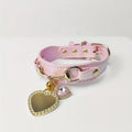 Peach Pollen Pet Collar with Personalized Heart Nameplate
