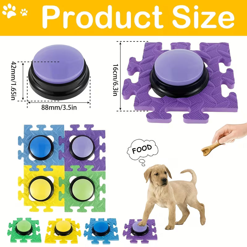 4pcs Recordable Pet Sound Buttons – Interactive Talking Training Toy