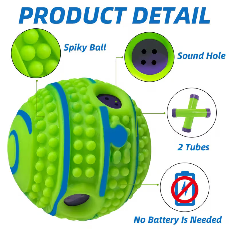 Interactive Rolling Dog Ball with Sound – Battery-Free Dog Toy