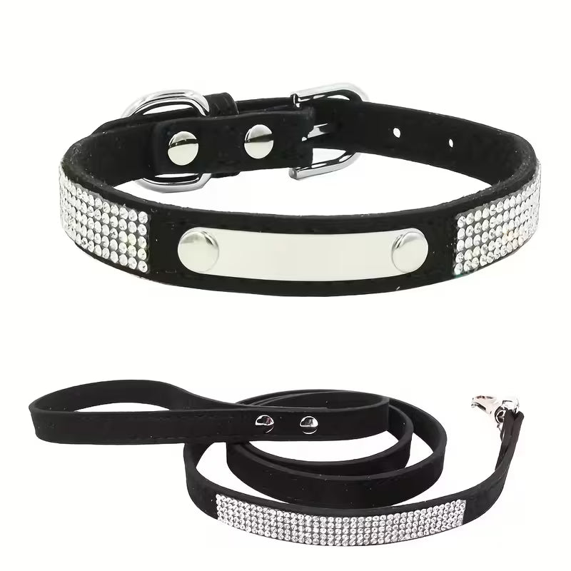 Personalized Rhinestone Cat Collar & Leash Set