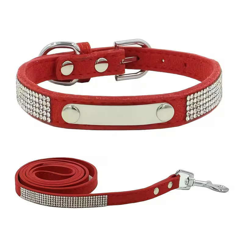 Personalized Rhinestone Cat Collar & Leash Set