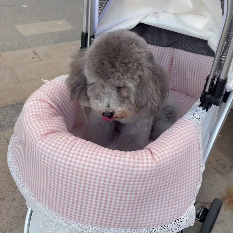 Pet Stroller Mat with Lace Trim