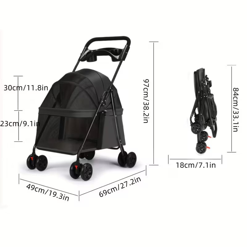 3-in-1 Premium Foldable Pet Stroller