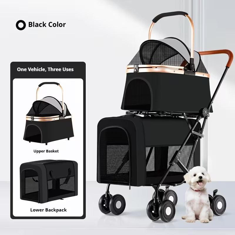 Pet Stroller with Separated Compartments