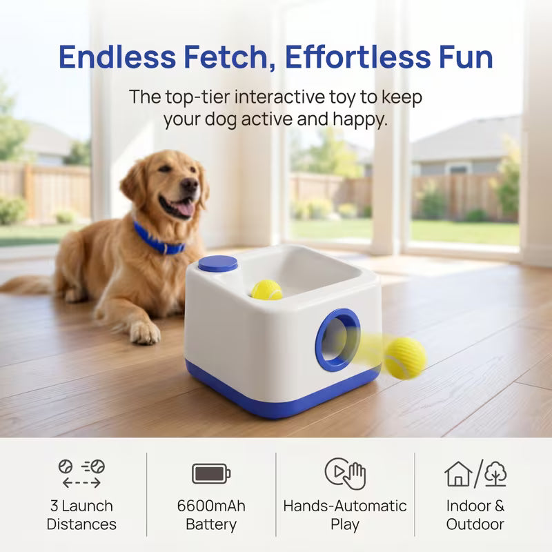 Automatic Dog Ball Launcher – Rechargeable Interactive Fetch Toy