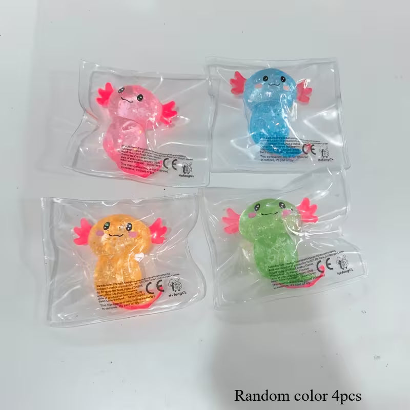 4pcs Axolotl Squishy Squeeze Toy – Sensory Stress Relief Toy for Kids