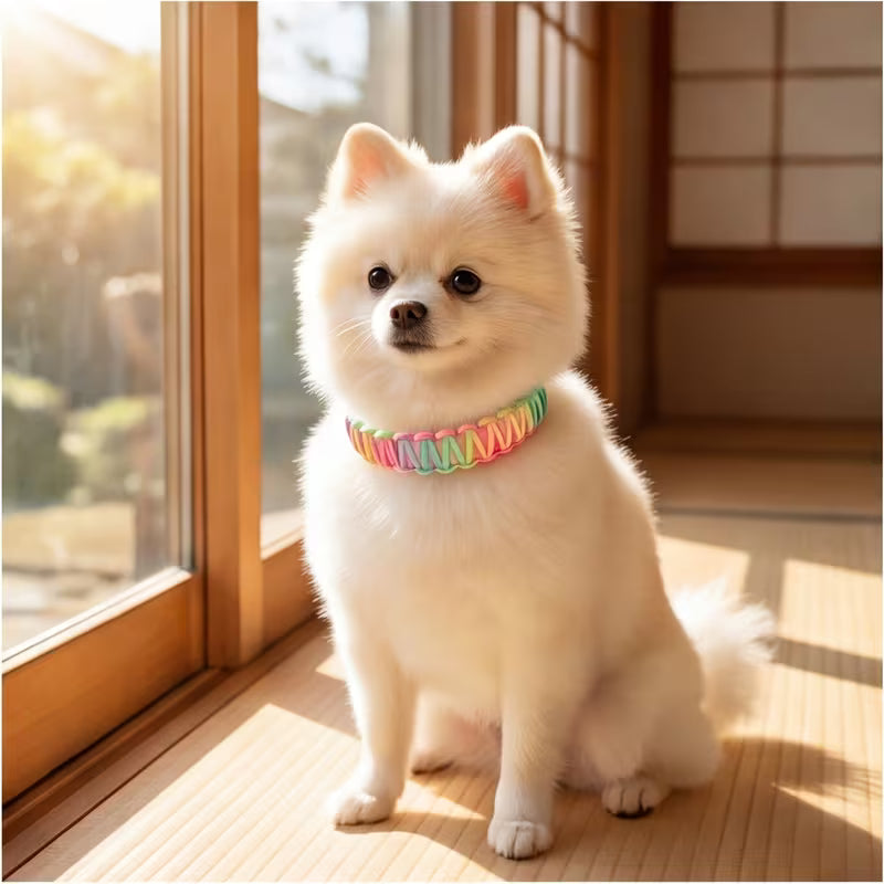 Pastel Rainbow Braided Dog Collar