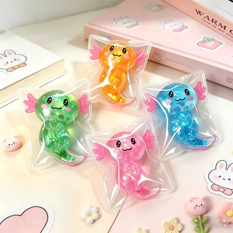 4pcs Axolotl Squishy Squeeze Toy – Sensory Stress Relief Toy for Kids