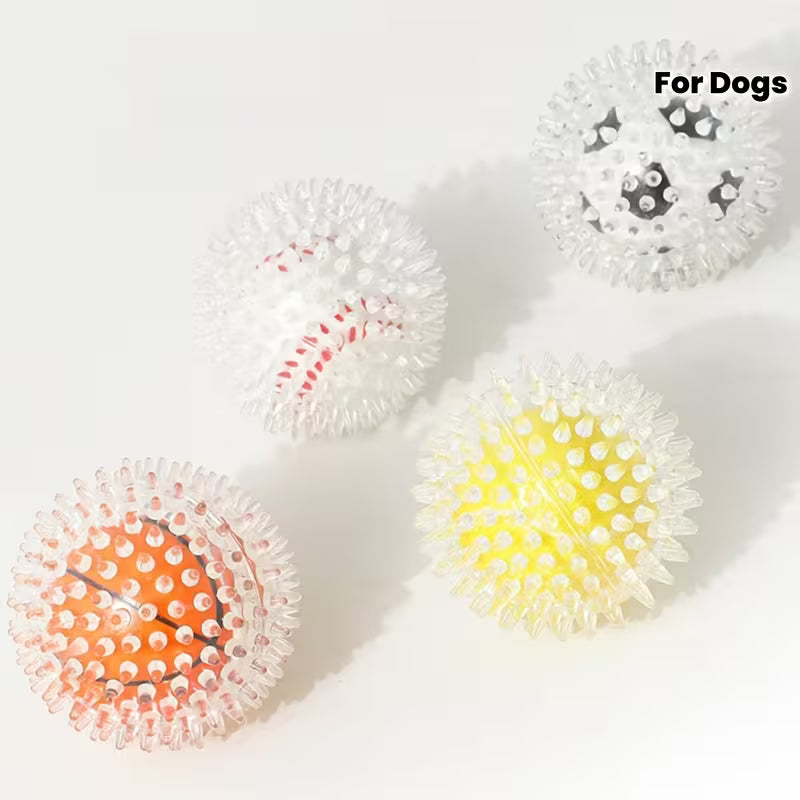 4pcs Pet Toy Ball with Spikes, Interactive Training Chew and Teeth Cleaning Ball for Dogs,