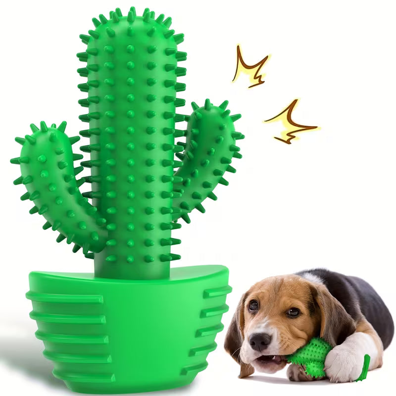 Dog Cactus Chew Toy – Rubber Teething & Dental Cleaning Toy
