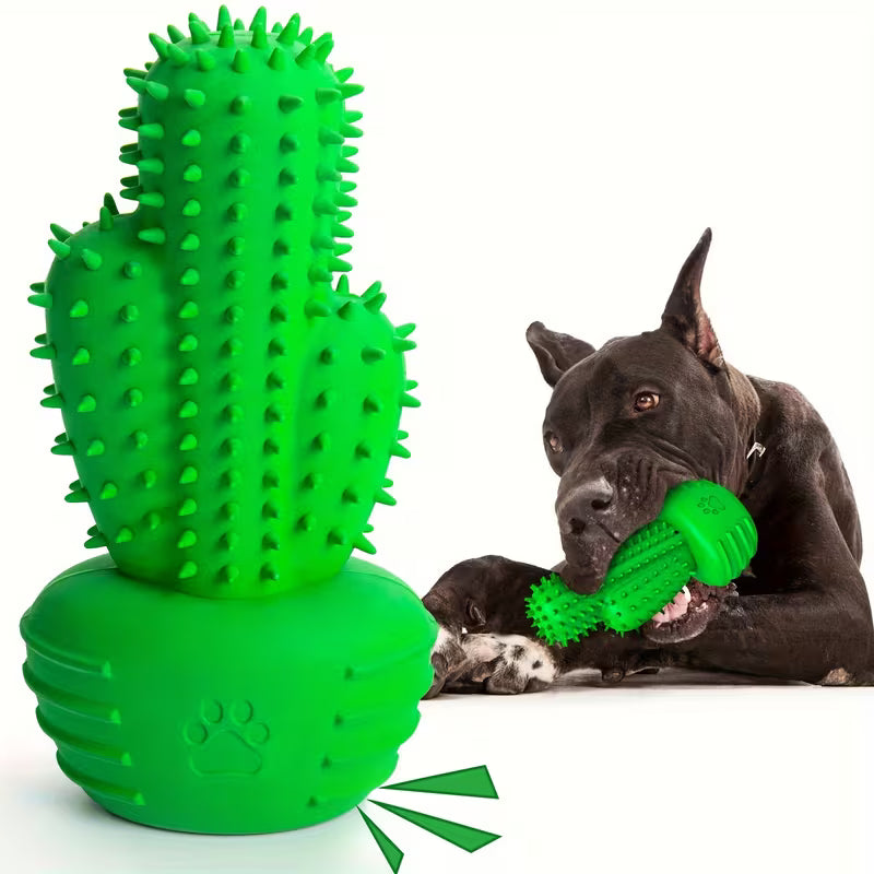 Dog Cactus Chew Toy – Rubber Teething & Dental Cleaning Toy