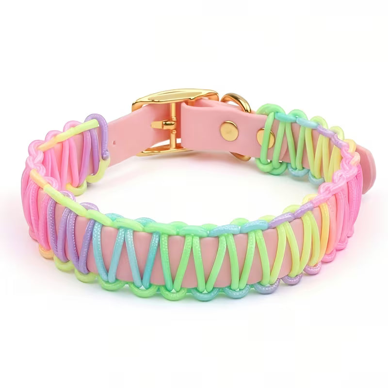 Pastel Rainbow Braided Dog Collar