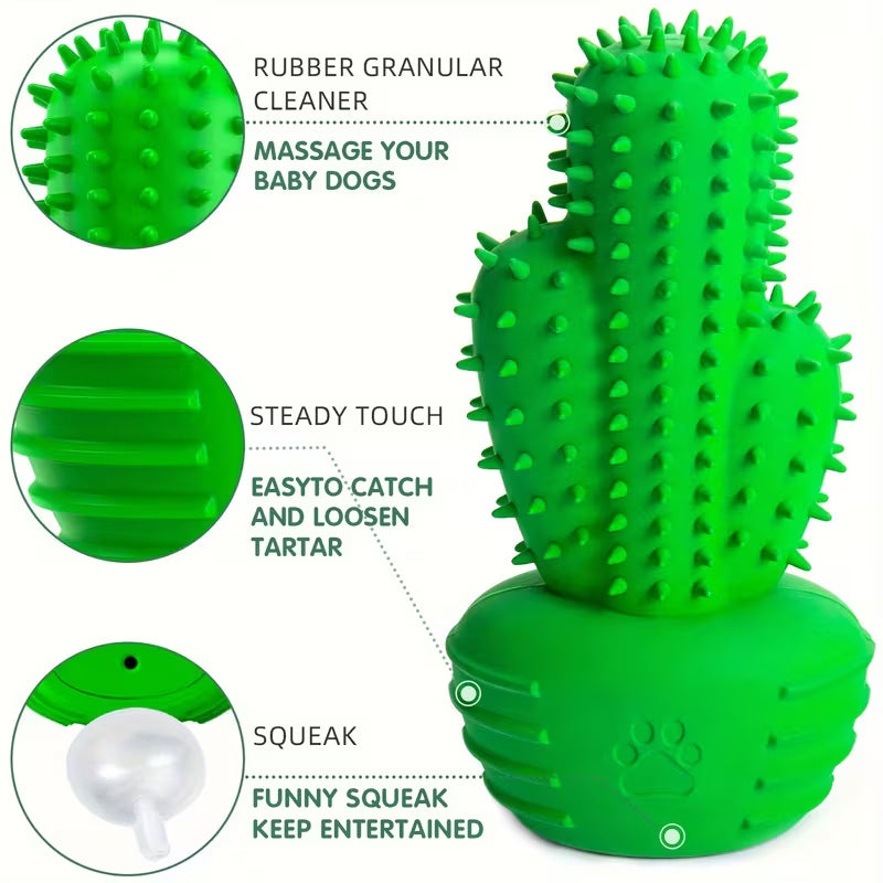 Dog Cactus Chew Toy – Rubber Teething & Dental Cleaning Toy