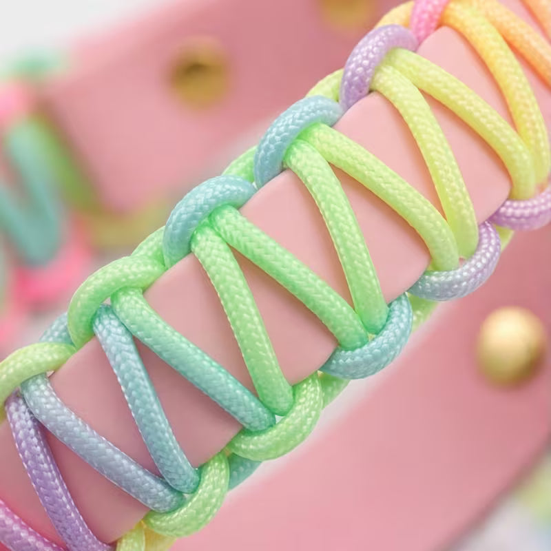Pastel Rainbow Braided Dog Collar