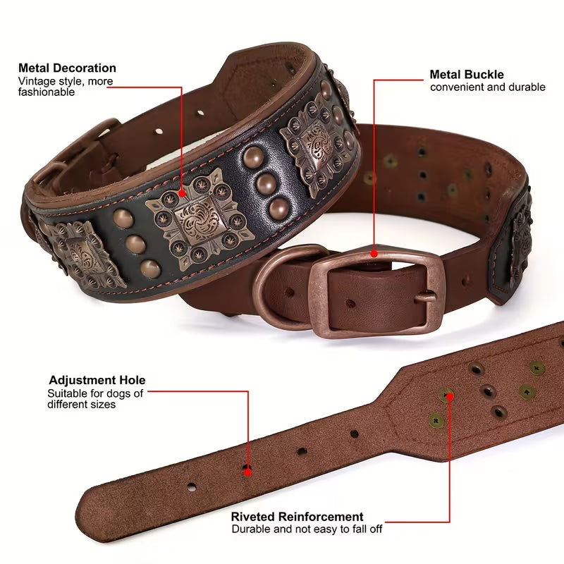 Heavy Duty Studded Leather Dog Collar