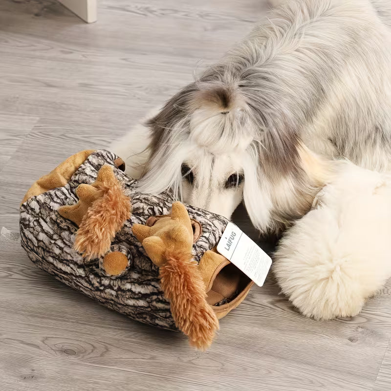 Squirrel Hide & Seek Dog Toy – Interactive Squeaky Plush Toy