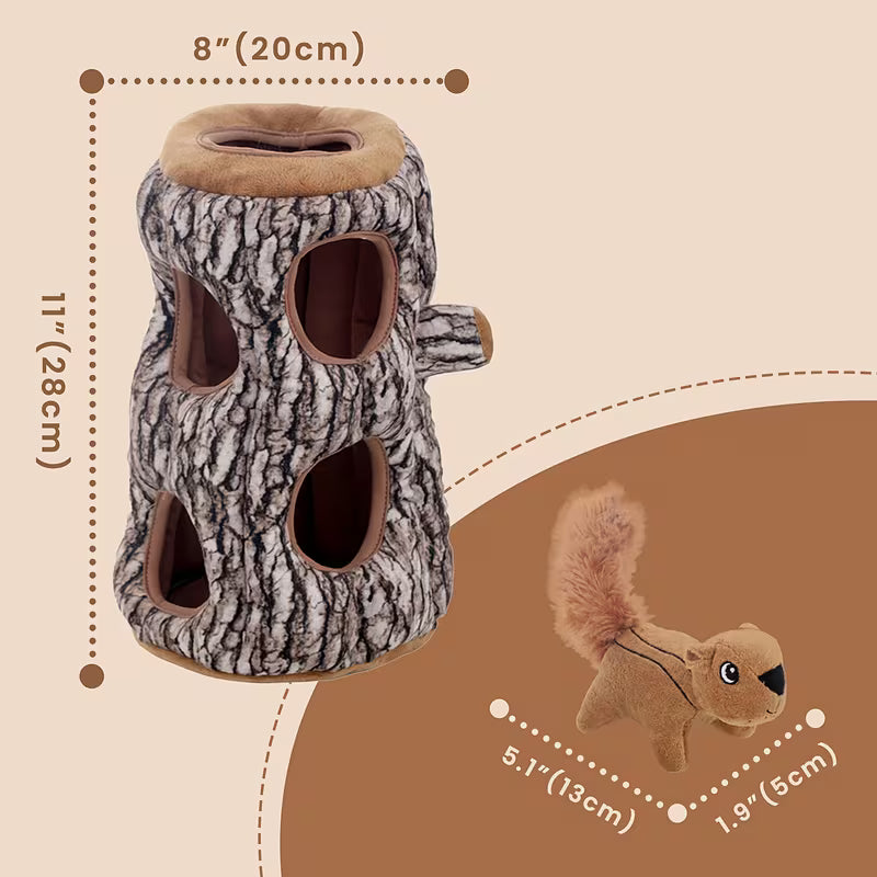 Squirrel Hide & Seek Dog Toy – Interactive Squeaky Plush Toy