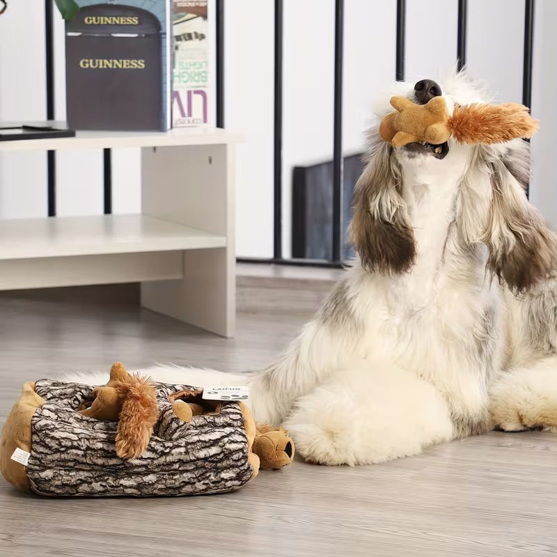 Squirrel Hide & Seek Dog Toy – Interactive Squeaky Plush Toy
