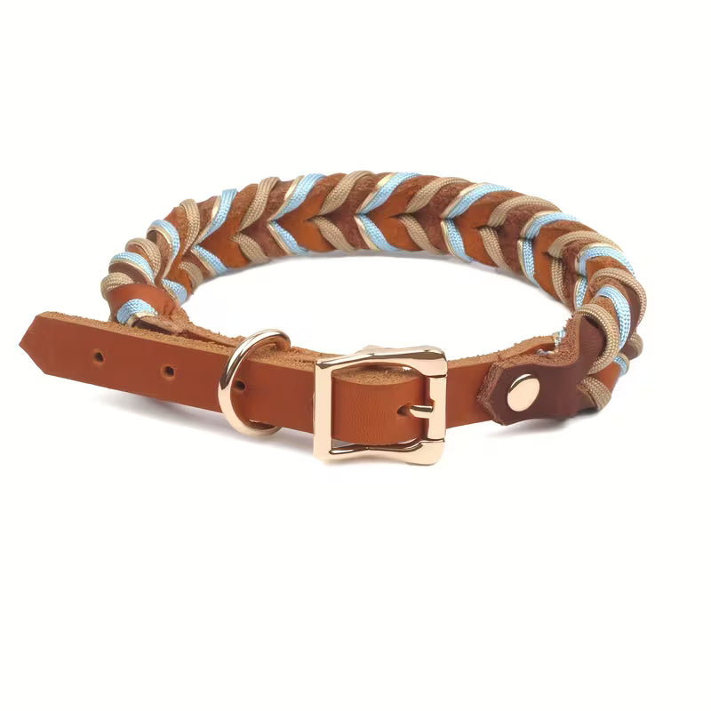Hand-Woven Cowhide Dog Collar