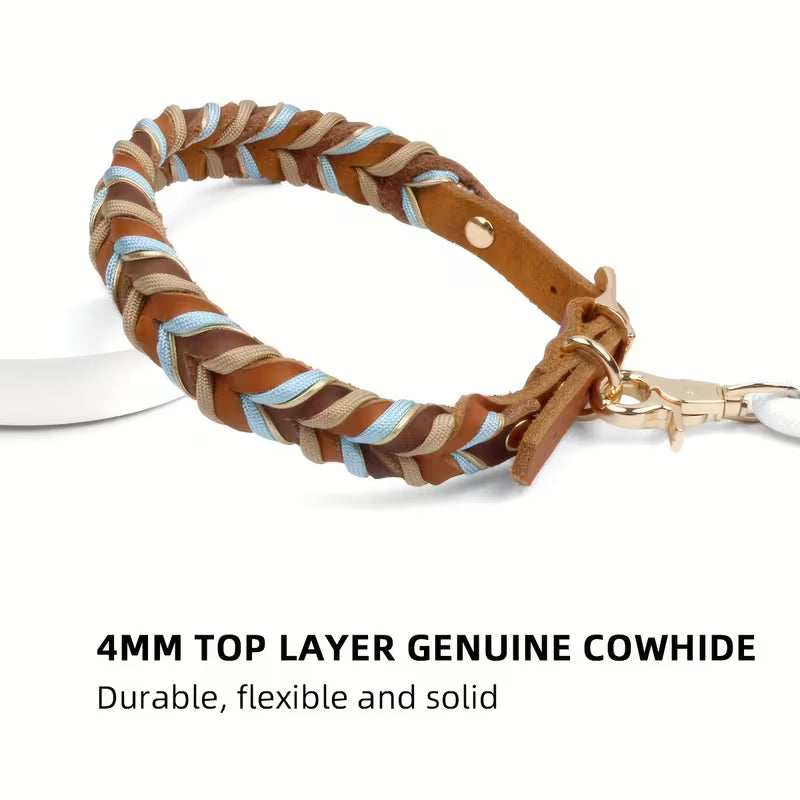 Hand-Woven Cowhide Dog Collar