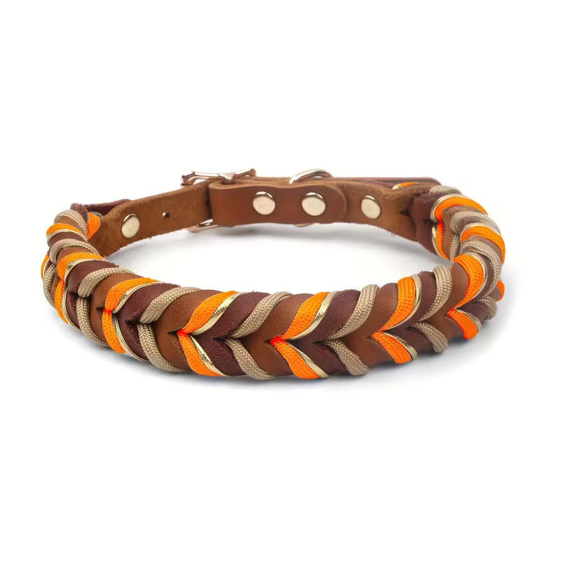 Hand-Woven Cowhide Dog Collar