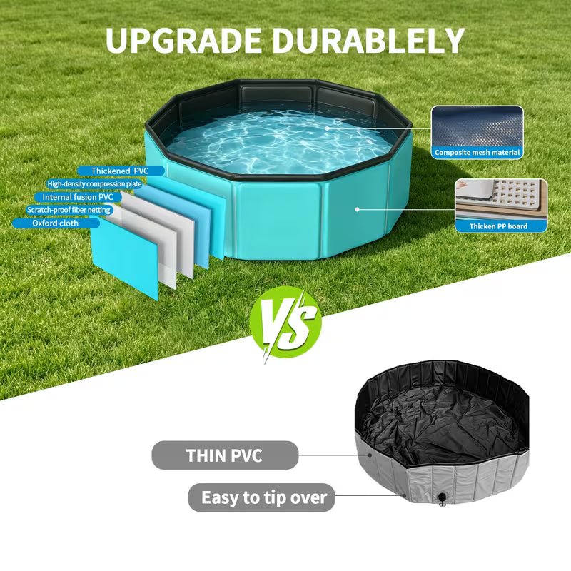 Swimming Pool And Collapsible Dog Pool, Portable Foldable Anti-Slip Leakproof PVC Pet Swimming Tub, Outdoor Yard Summer Water Play Pool, for Small Dogs, Family Backyard Cooling Wading Pool Easy Setup