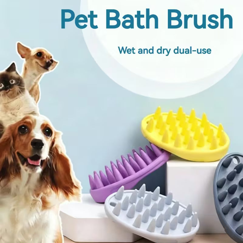 Pet Bath Brush for Cats and Dogs with Grooming Massage