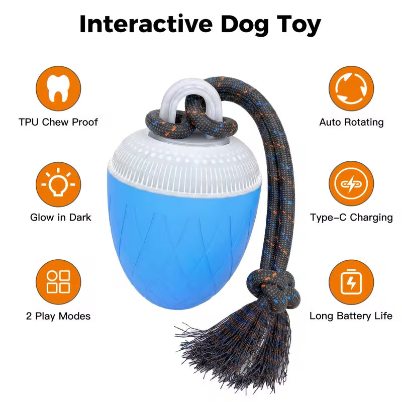 Smart Interactive Dog Ball with Rope – Rechargeable