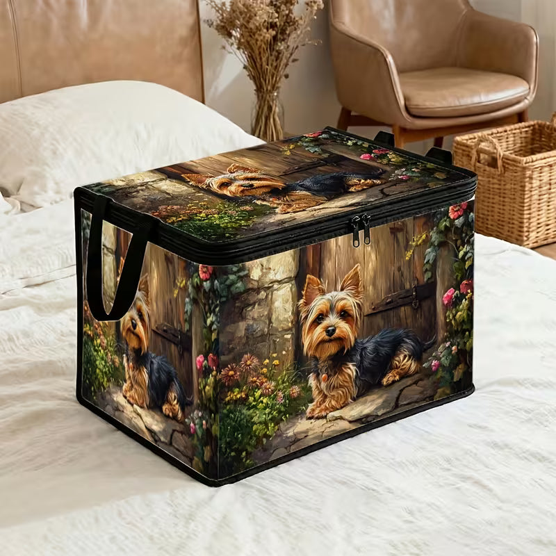Large Yorkshire Terrier Storage Bin with Lid