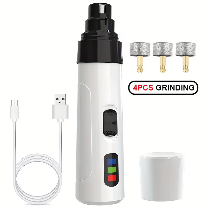 Pet Nail Clipper with 4 Grinding Heads, Cat And Dog Electric Nail Clipper, Silent Dog Nail Trimmer